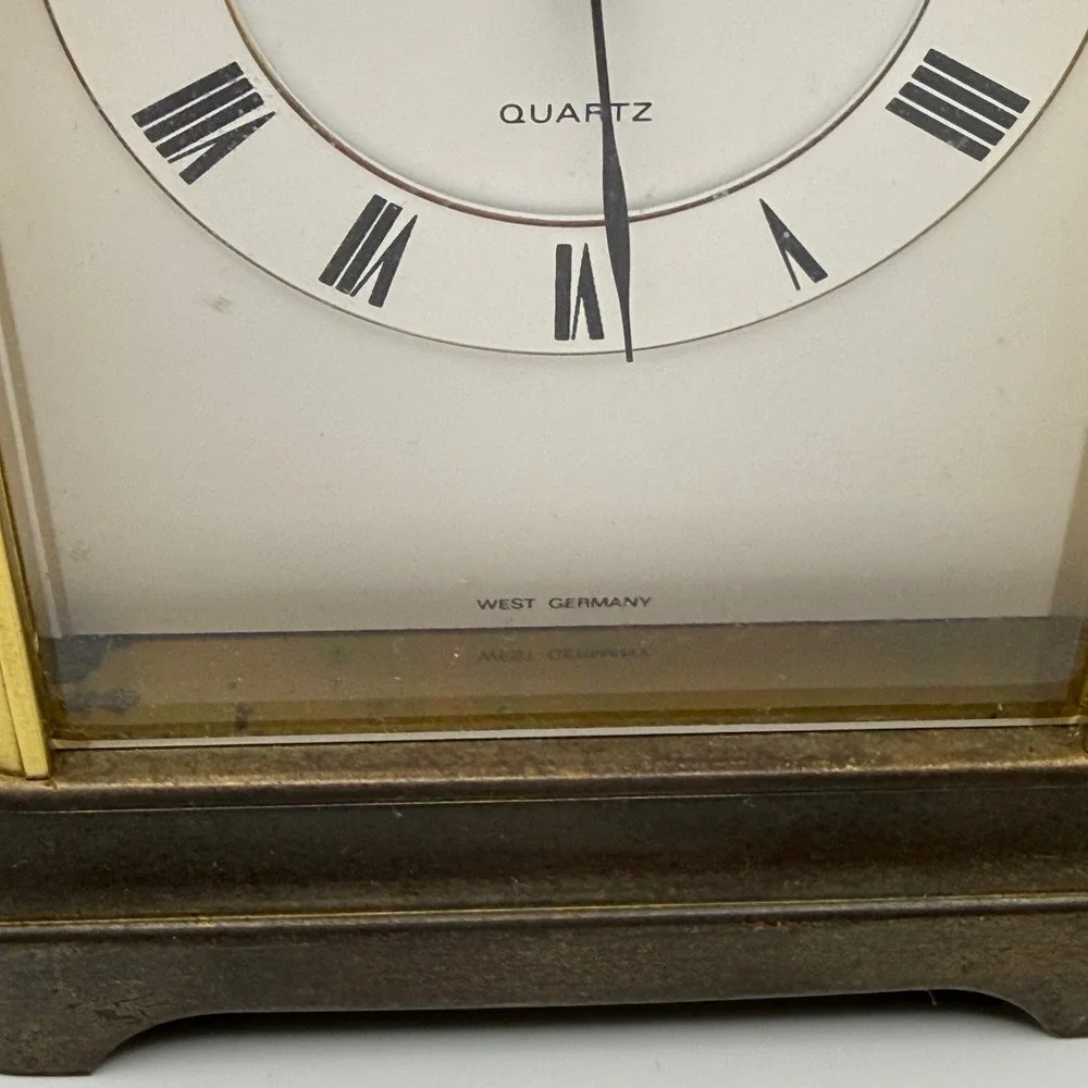 Vintage Black Starr & Frost Brass Carriage Clock Quartz Desk Mantel West Germany